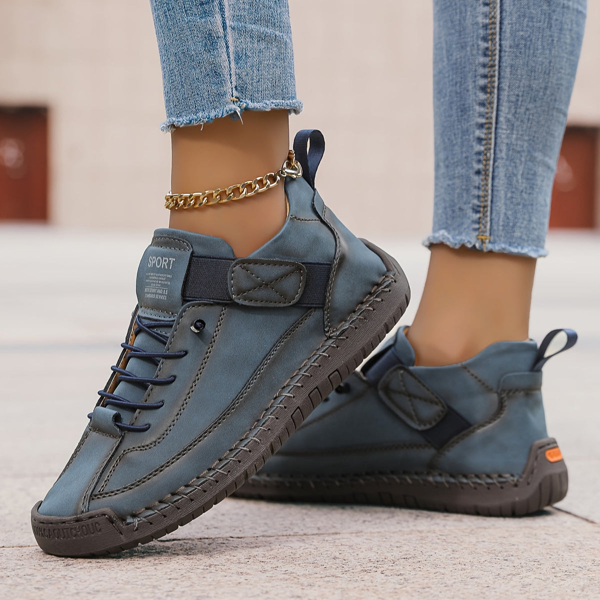 Amara | Comfortable Slip-On Sneakers with Velcro Strap and Cushioned Sole