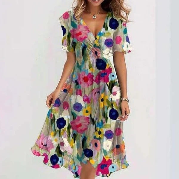 Connie | Breezy Flowing Midi Dress with Half Sleeves