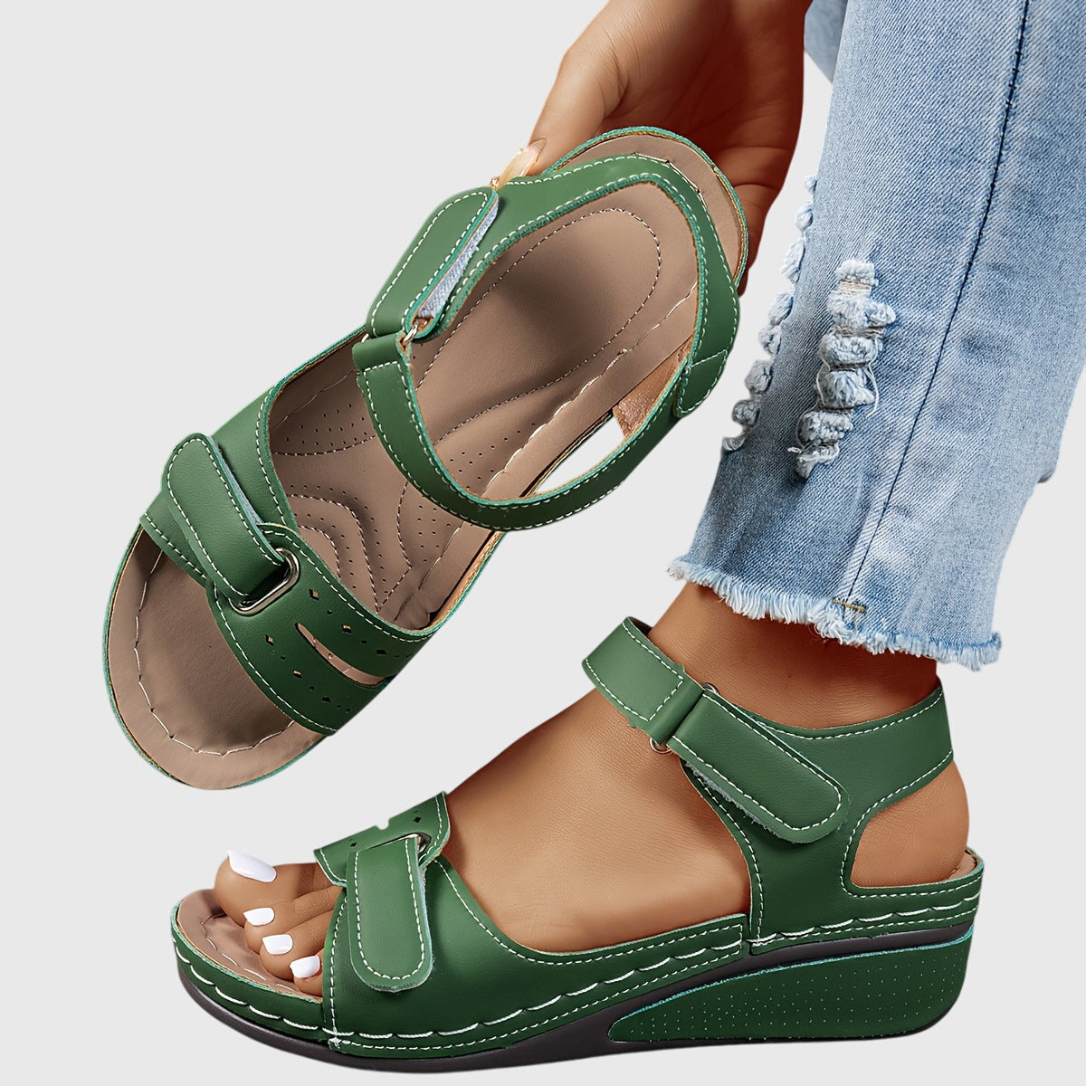 Crystal | Elegant Comfort Wedge Heel Sandals with Adjustable Buckle
