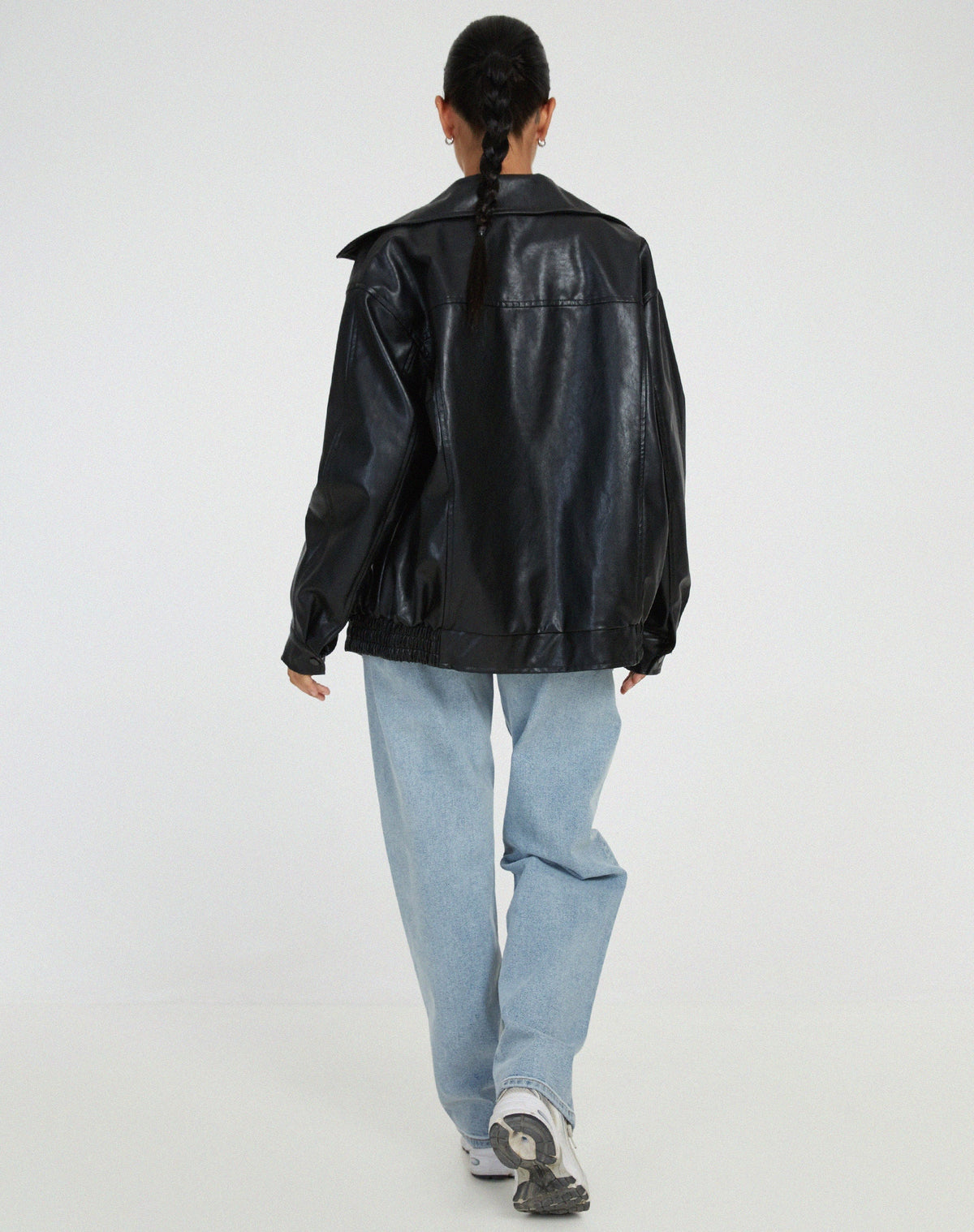 Zada | Relaxed Oversized Leather Bomber Jacket