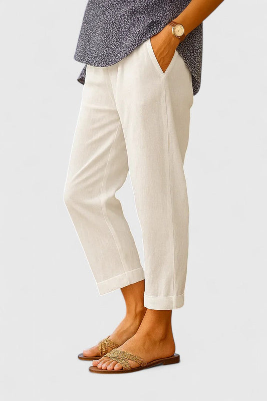 Lureen | Elegant Comfortable Straight Leg Cotton-Linen Pants