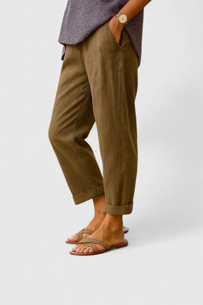Lureen | Elegant Comfortable Straight Leg Cotton-Linen Pants