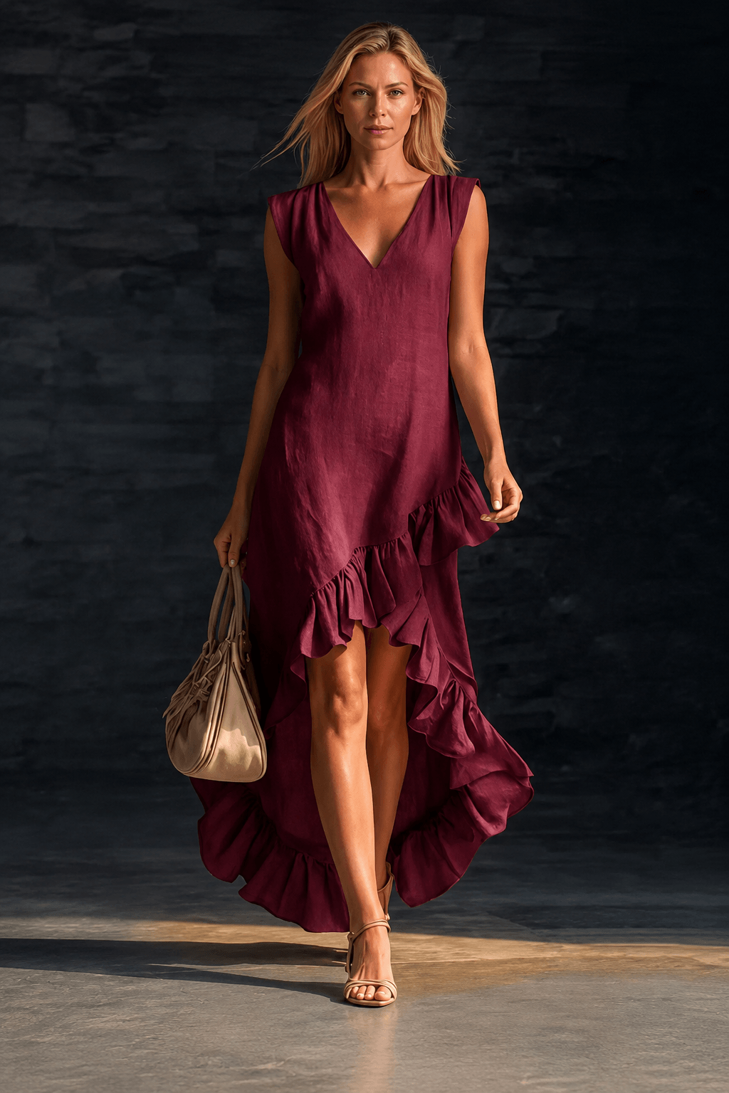 Chloe | Classy Airy Sleeveless Ruffle Maxi Dress