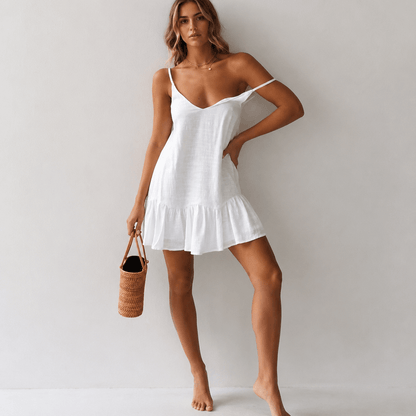 Savannah | Effortlessly Elegant Linen Ruffle Mini Dress