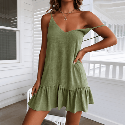 Savannah | Effortlessly Elegant Linen Ruffle Mini Dress