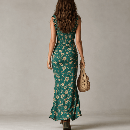 Katie | Flowy Floral Slit Maxi Dress for Summer Time
