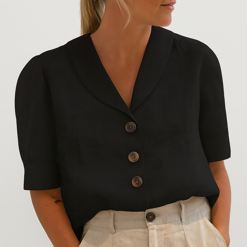 Elara | Relaxed Comfy Cotton-Linen Casual T-Shirt with Sleeves