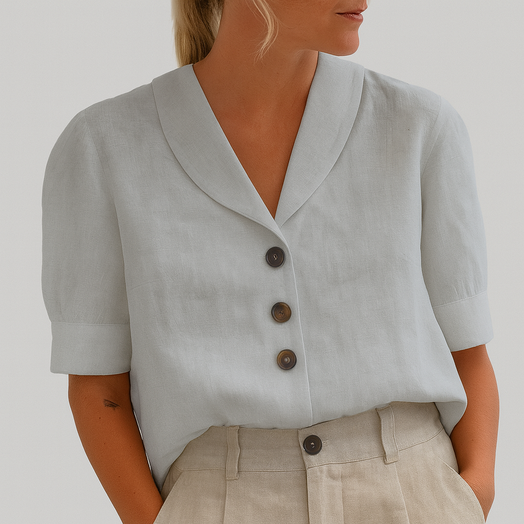 Elara | Relaxed Comfy Cotton-Linen Casual T-Shirt with Sleeves