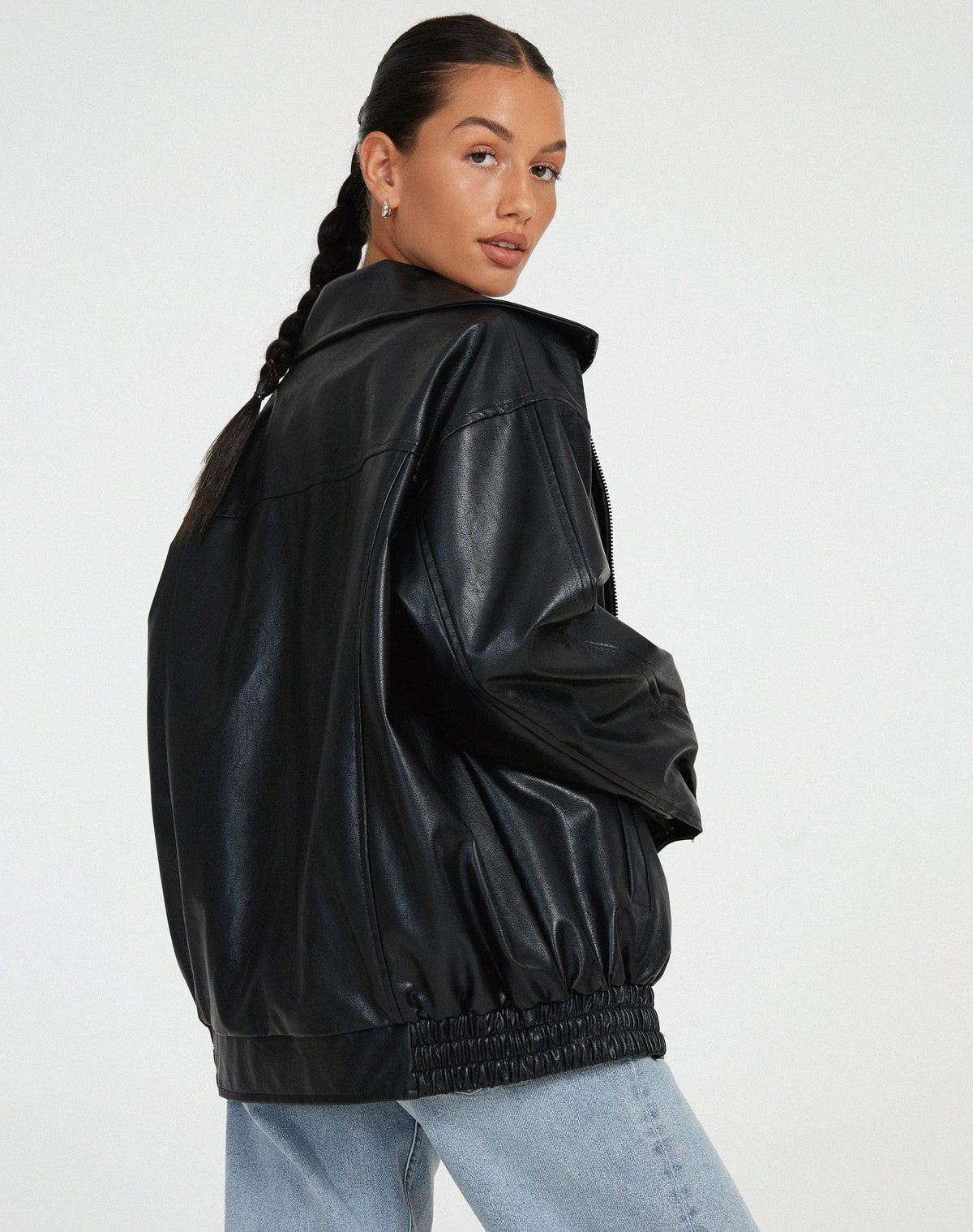 Zada | Relaxed Oversized Leather Bomber Jacket