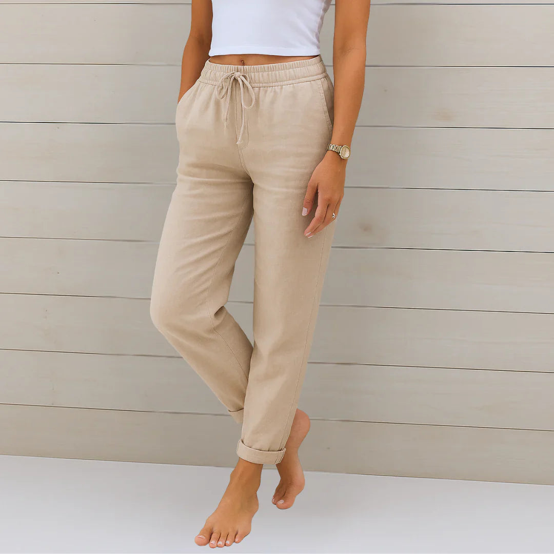 Riona | Refined Linen Stretch Pants for Cool All-Day Wear