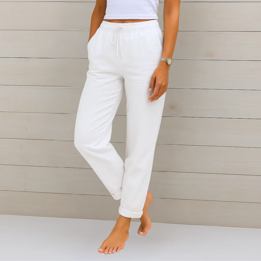 Riona | Refined Linen Stretch Pants for Cool All-Day Wear
