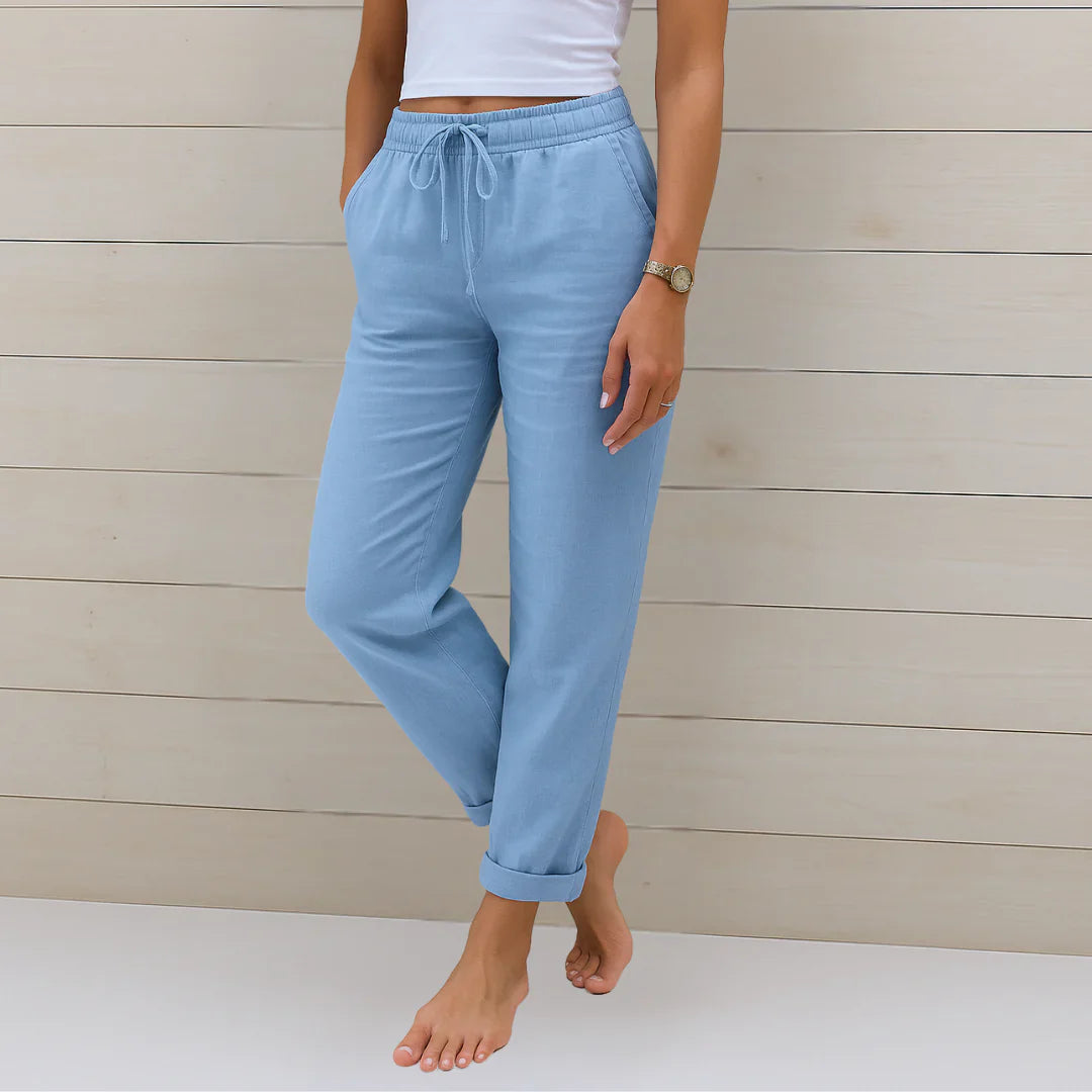 Riona | Refined Linen Stretch Pants for Cool All-Day Wear