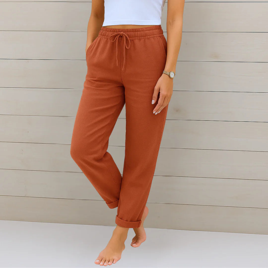 Riona | Refined Linen Stretch Pants for Cool All-Day Wear