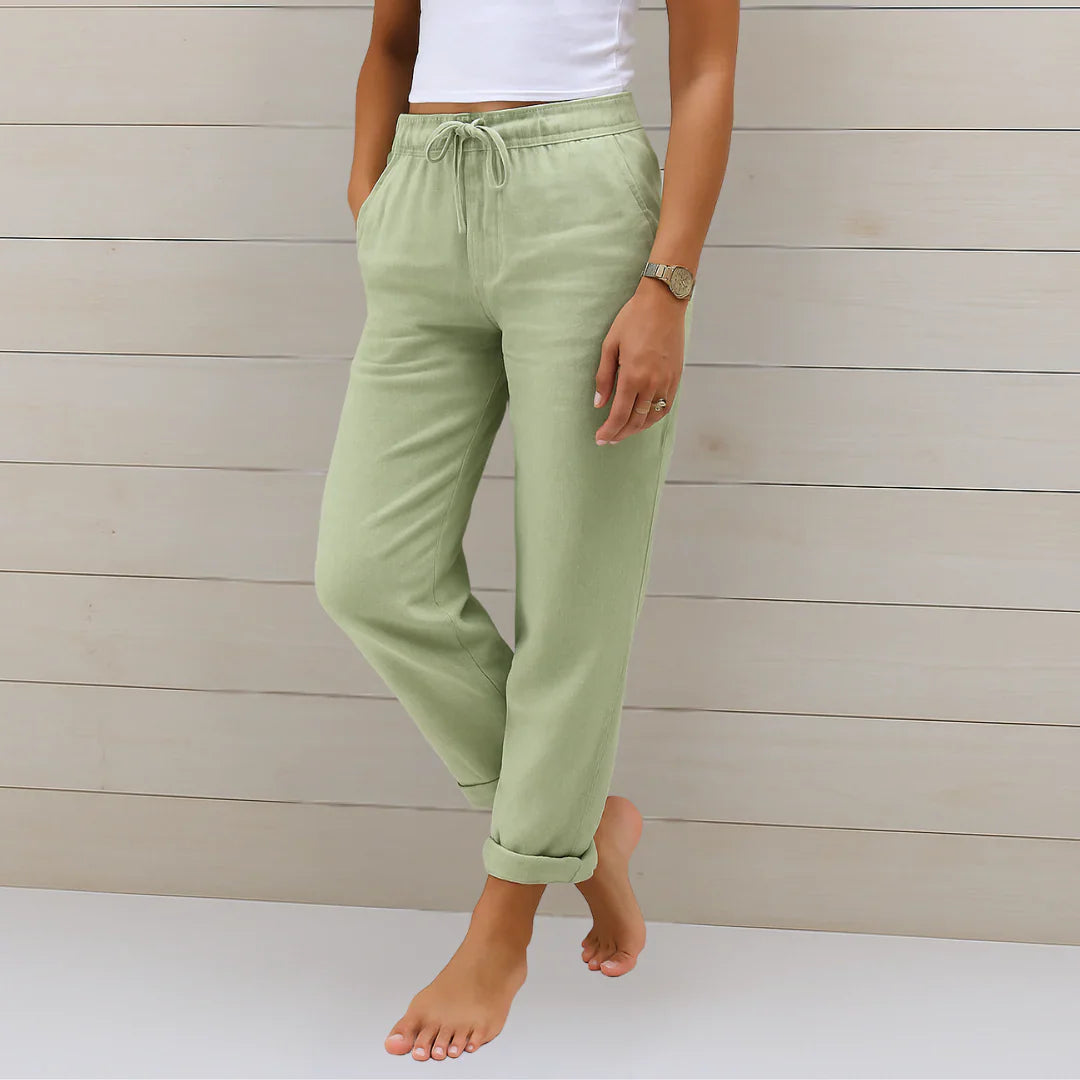Riona | Refined Linen Stretch Pants for Cool All-Day Wear