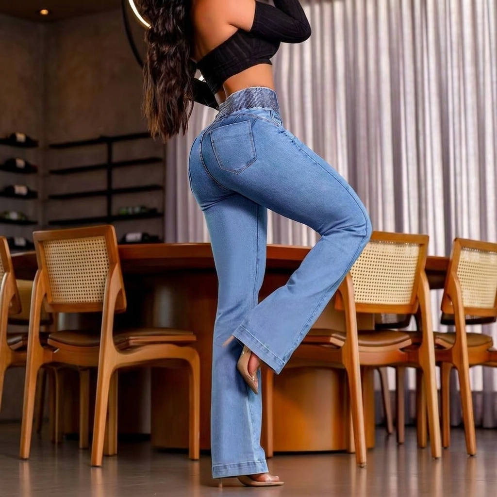 Blair | High Waist Bootcut Jeans with Elastic Sides