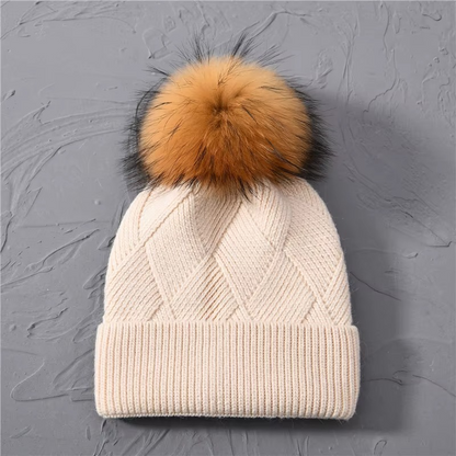 Odessa | Cute Knit Beanie with Pom Pom and Ribbed Cuff