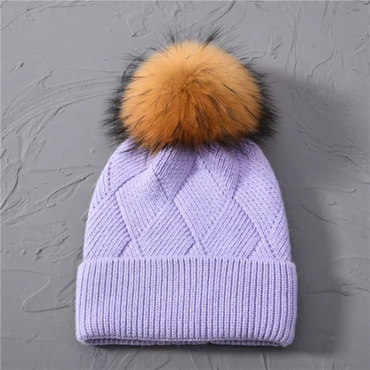 Odessa | Cute Knit Beanie with Pom Pom and Ribbed Cuff