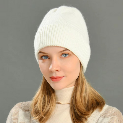 Odessa | Cute Knit Beanie with Pom Pom and Ribbed Cuff