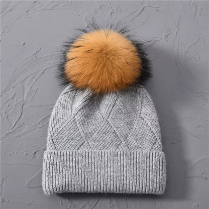 Odessa | Cute Knit Beanie with Pom Pom and Ribbed Cuff