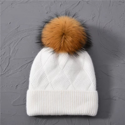 Odessa | Cute Knit Beanie with Pom Pom and Ribbed Cuff