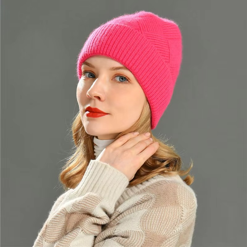 Odessa | Cute Knit Beanie with Pom Pom and Ribbed Cuff