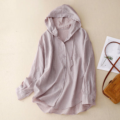 Victoria | Lightweight Button-Up Hoodie with Relaxed Fit (55 characters)