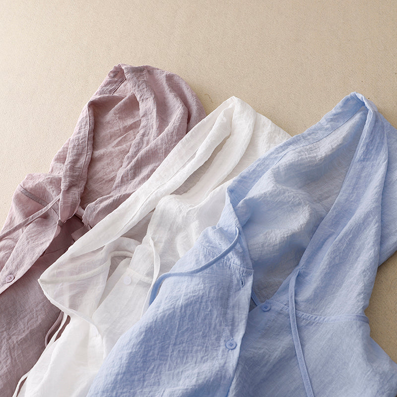 Victoria | Lightweight Button-Up Hoodie with Relaxed Fit (55 characters)