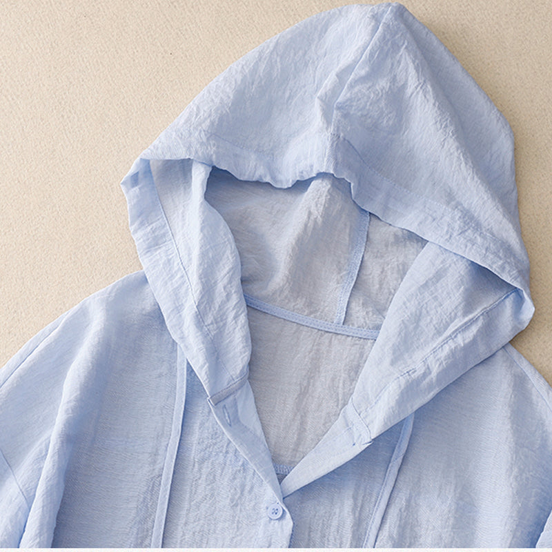 Victoria | Lightweight Button-Up Hoodie with Relaxed Fit (55 characters)
