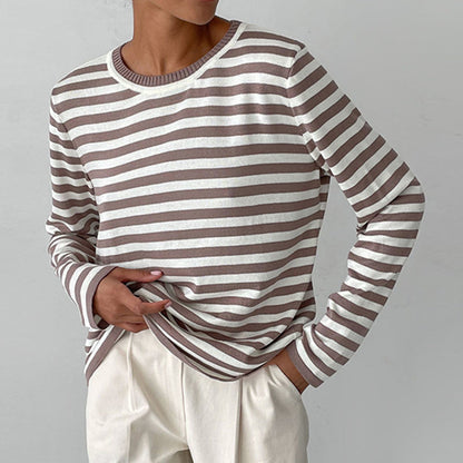 Dana | Elegant Striped Long Sleeve T-Shirt Top with Round Neckline