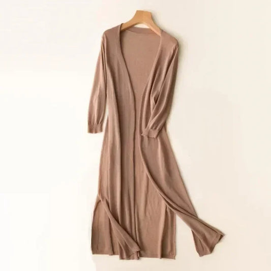 Colombe | Light Long Knit Cardigan with Open Front