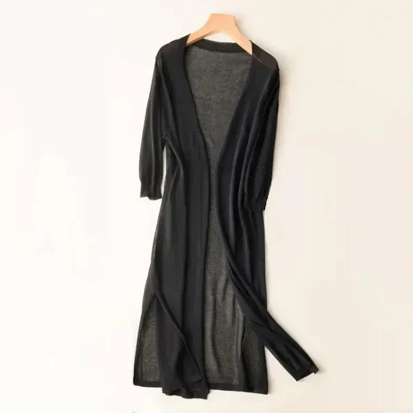 Colombe | Light Long Knit Cardigan with Open Front