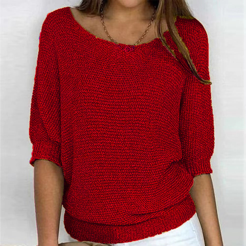 Carla | Wide Neck Knit Sweater with Sleeves