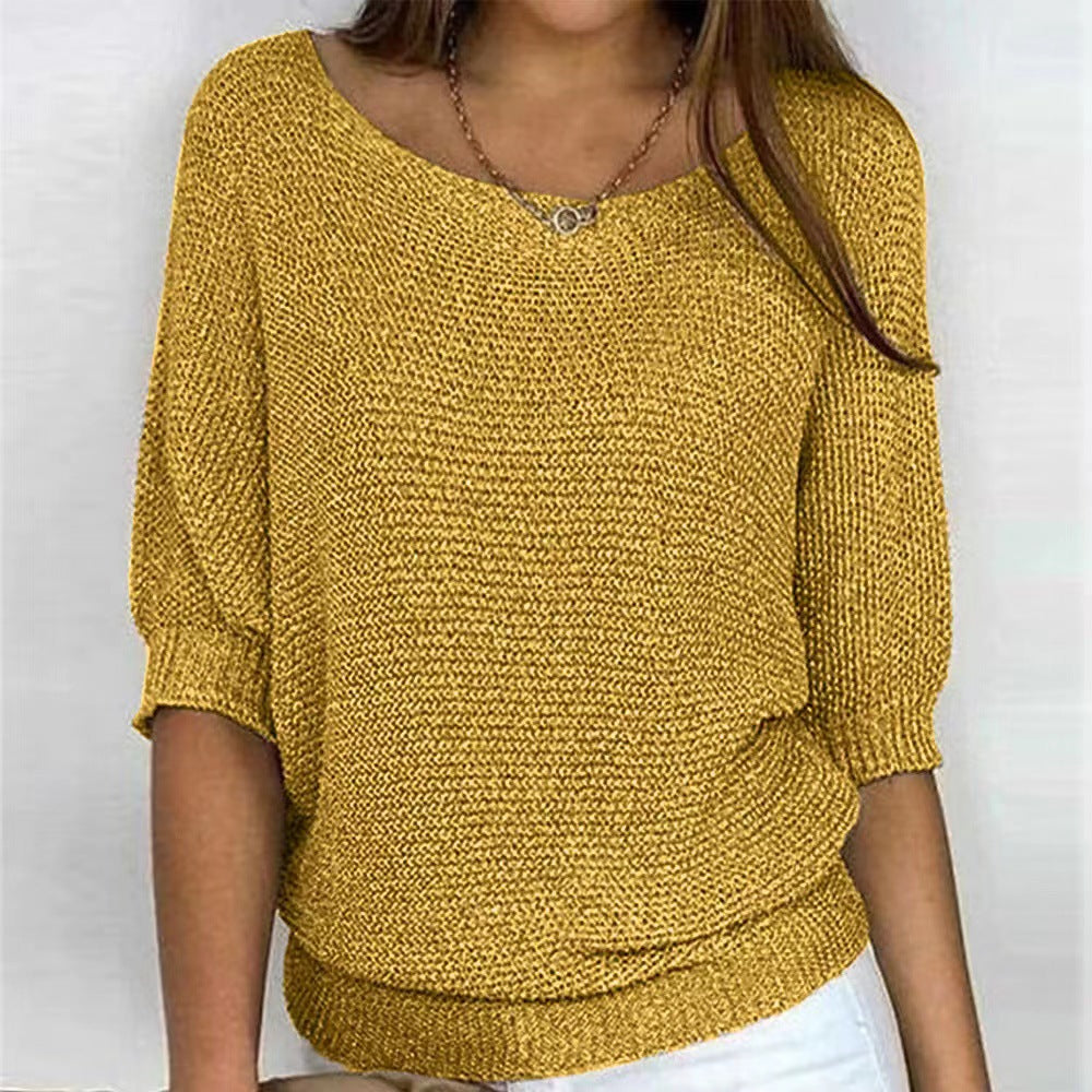 Carla | Wide Neck Knit Sweater with Sleeves