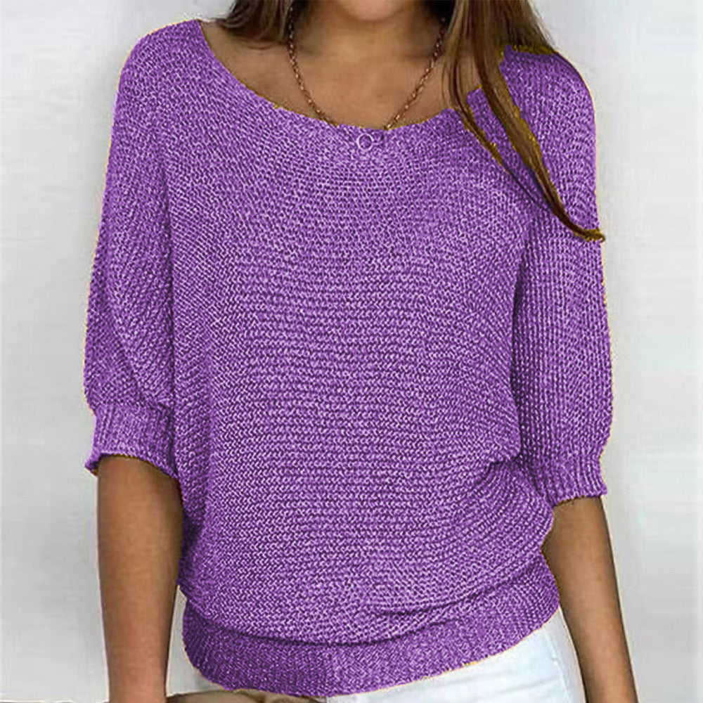 Carla | Wide Neck Knit Sweater with Sleeves