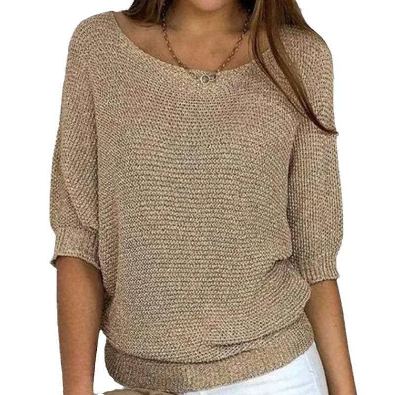 Carla | Wide Neck Knit Sweater with Sleeves