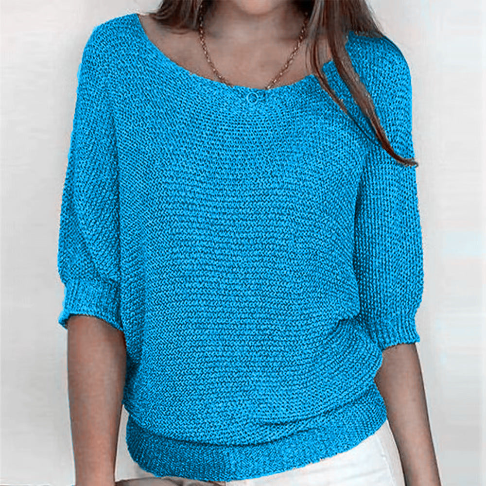 Carla | Wide Neck Knit Sweater with Sleeves