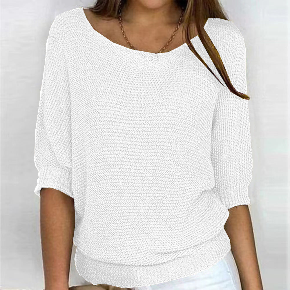 Carla | Wide Neck Knit Sweater with Sleeves