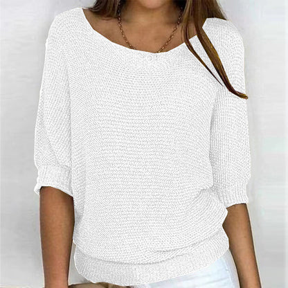 Carla | Wide Neck Knit Sweater with Sleeves