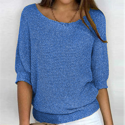 Carla | Wide Neck Knit Sweater with Sleeves