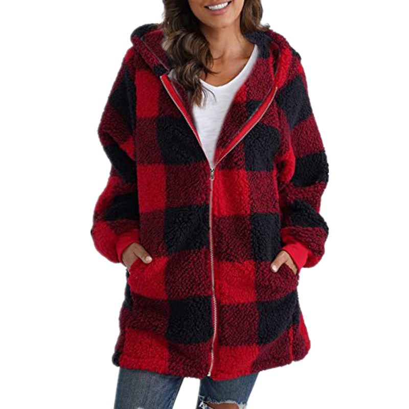 Arabella | Cozy Plaid Fleece Blend Hooded Coat for Fall