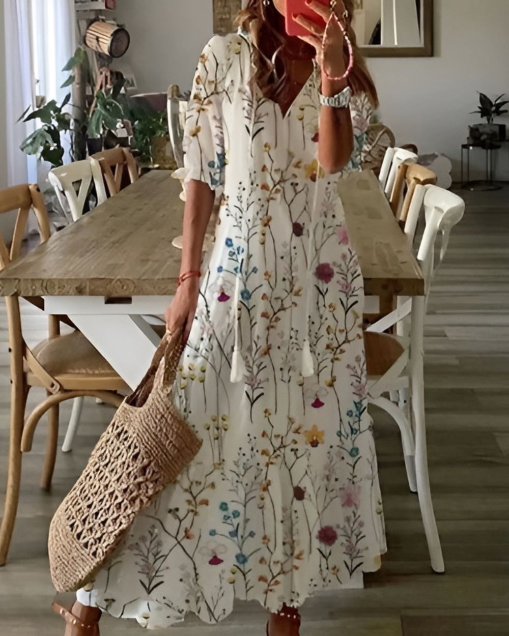 Celina | Elegant Free-Spirited Boho Beach Dress with Tassel Details