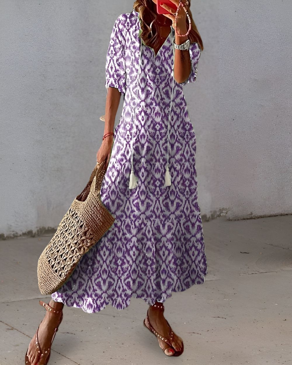 Celina | Elegant Free-Spirited Boho Beach Dress with Tassel Details