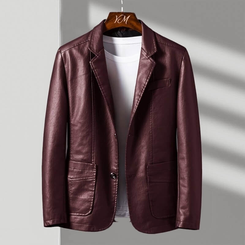 Alessandra | Tailored Faux Leather Jacket with Two-Button Front
