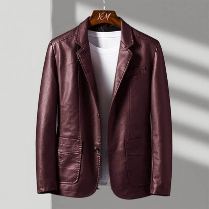 Alessandra | Tailored Faux Leather Jacket with Two-Button Front