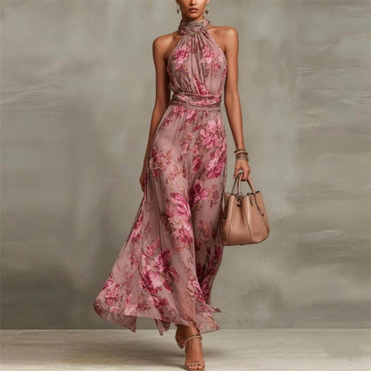 Nat | Floral Airy Sleeveless Maxi Wedding Guest Dress