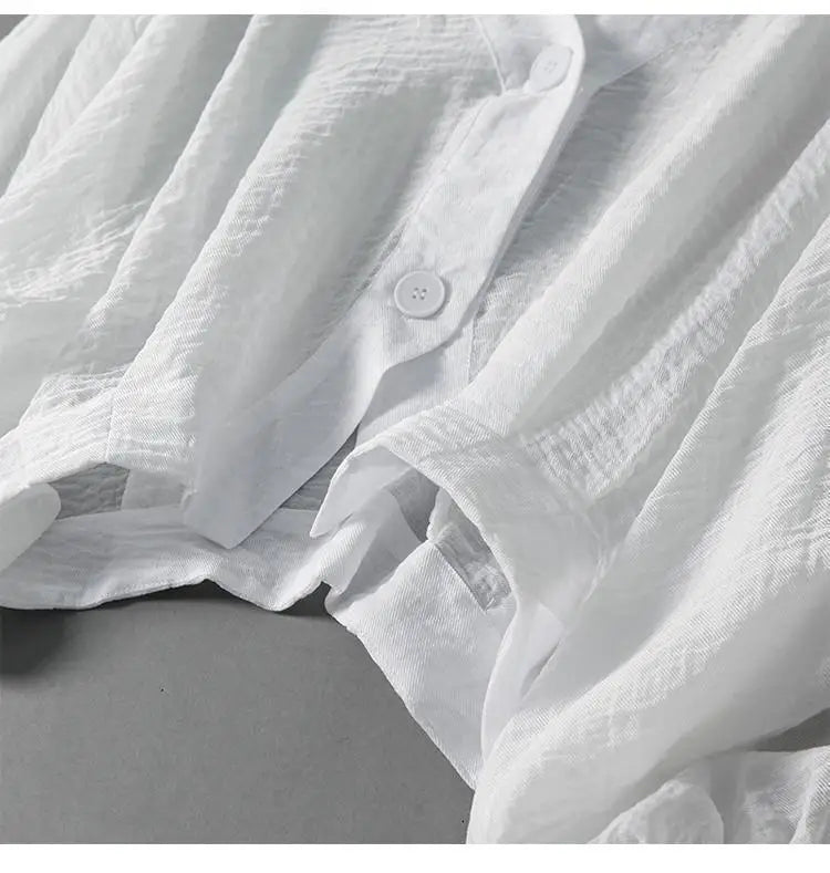 Eliana | Airy Flowing Cotton-Linen Shirt Thin Sleeved Blouse with Buttons