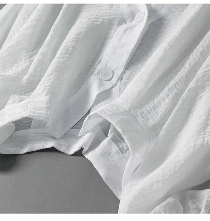 Eliana | Airy Flowing Cotton-Linen Shirt Thin Sleeved Blouse with Buttons