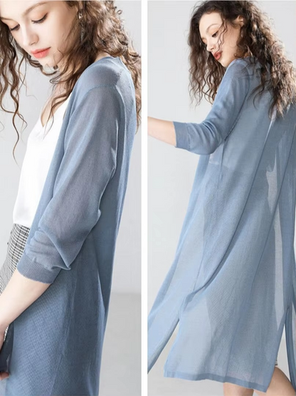 Colombe | Light Long Knit Cardigan with Open Front