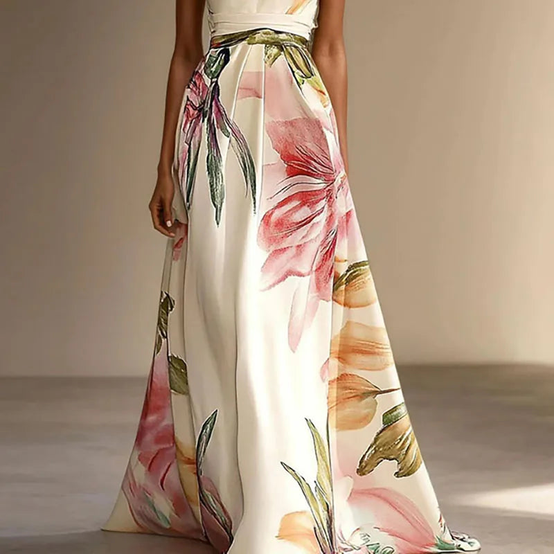 Vestido | Women's Floral Elegant Sleeveless Wedding Guest Maxi Dress