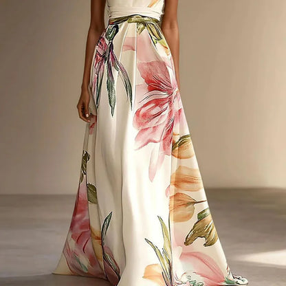 Vestido | Women's Floral Elegant Sleeveless Wedding Guest Maxi Dress